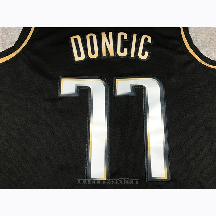 Camiseta Golden Edition Dallas Mavericks Luka Doncic #77 2020-21 Negro